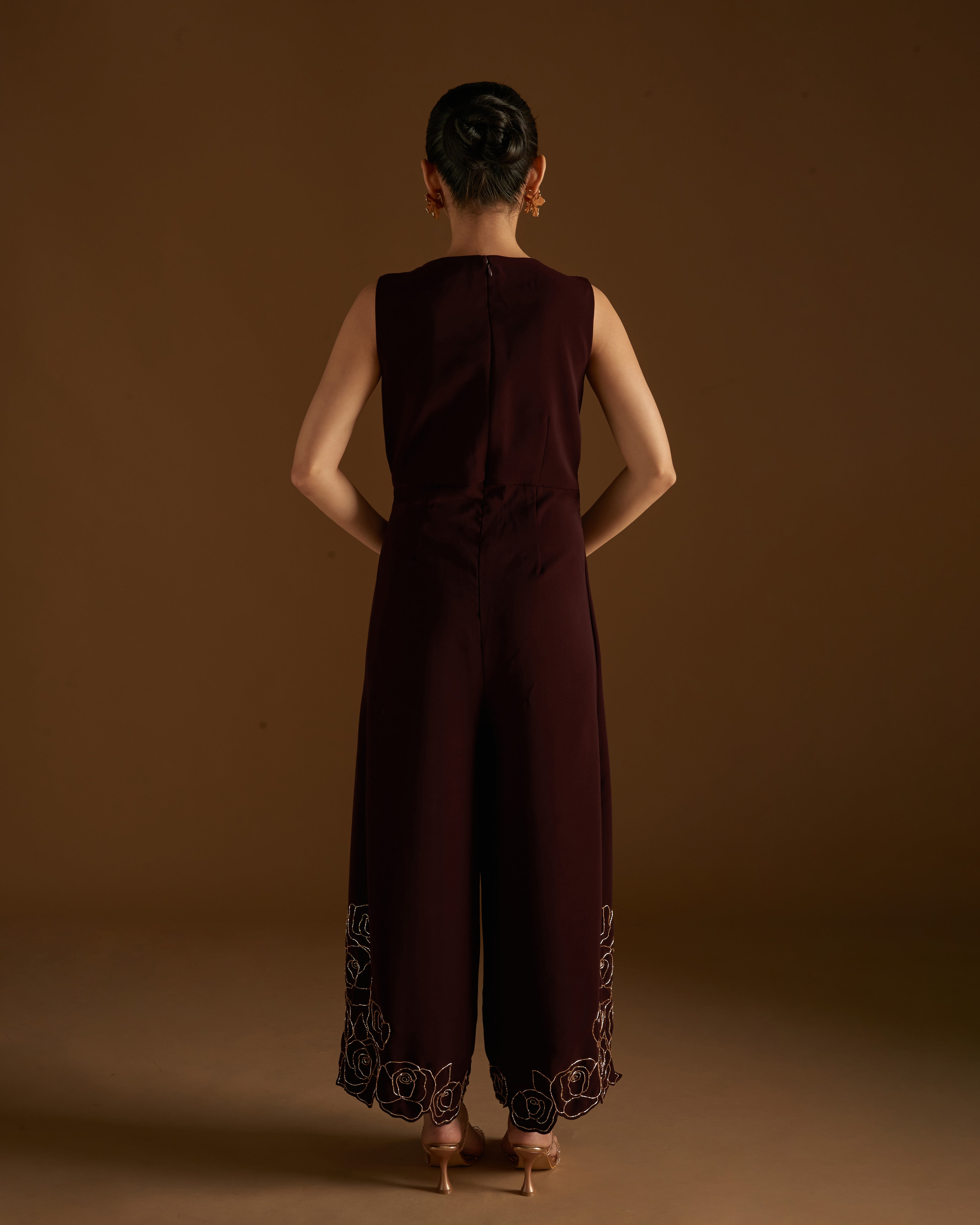 Rose Blossom Jumpsuit Maroon