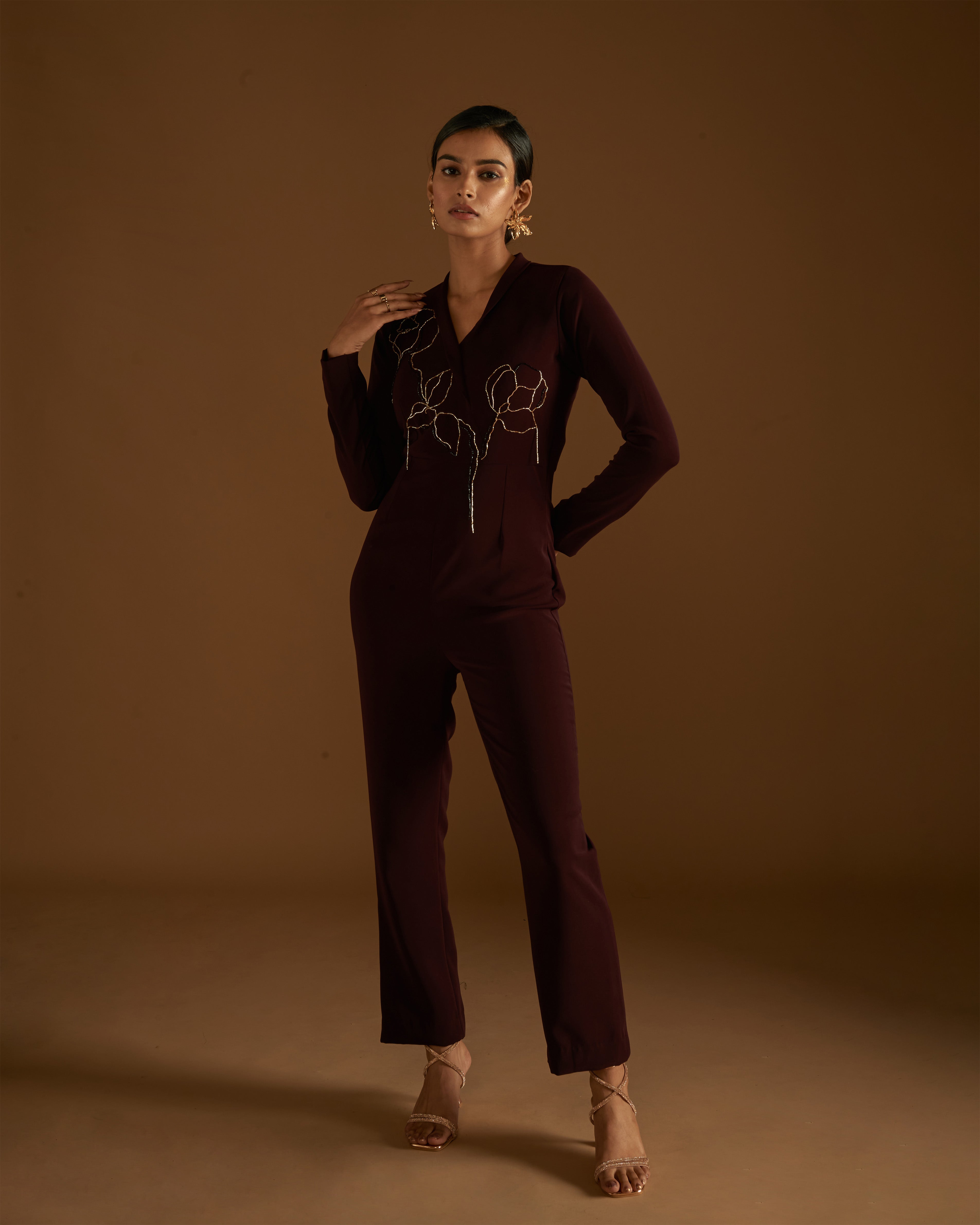 Rose in Bloom Jumpsuit Maroon