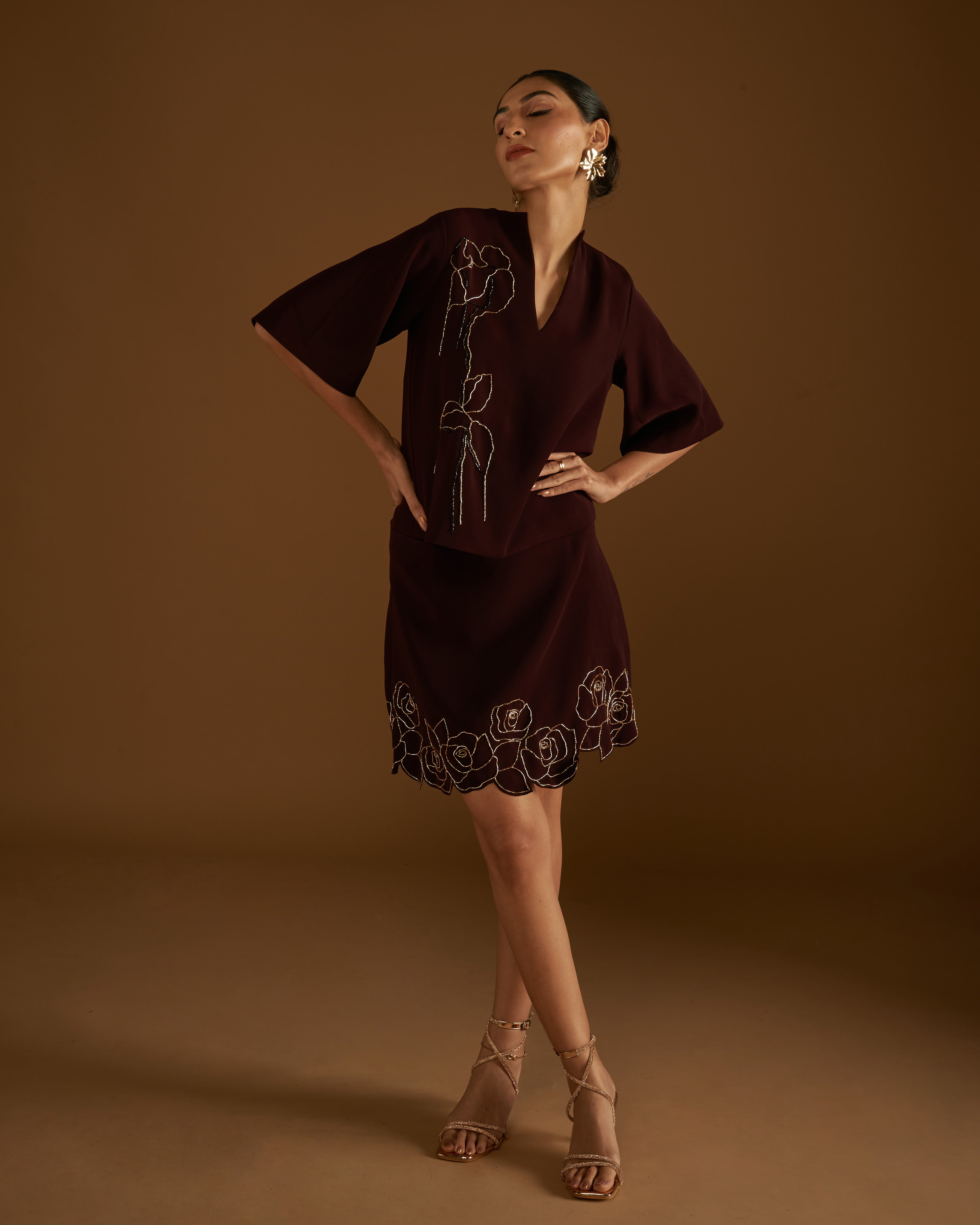 Rose Blossom Skirt Maroon