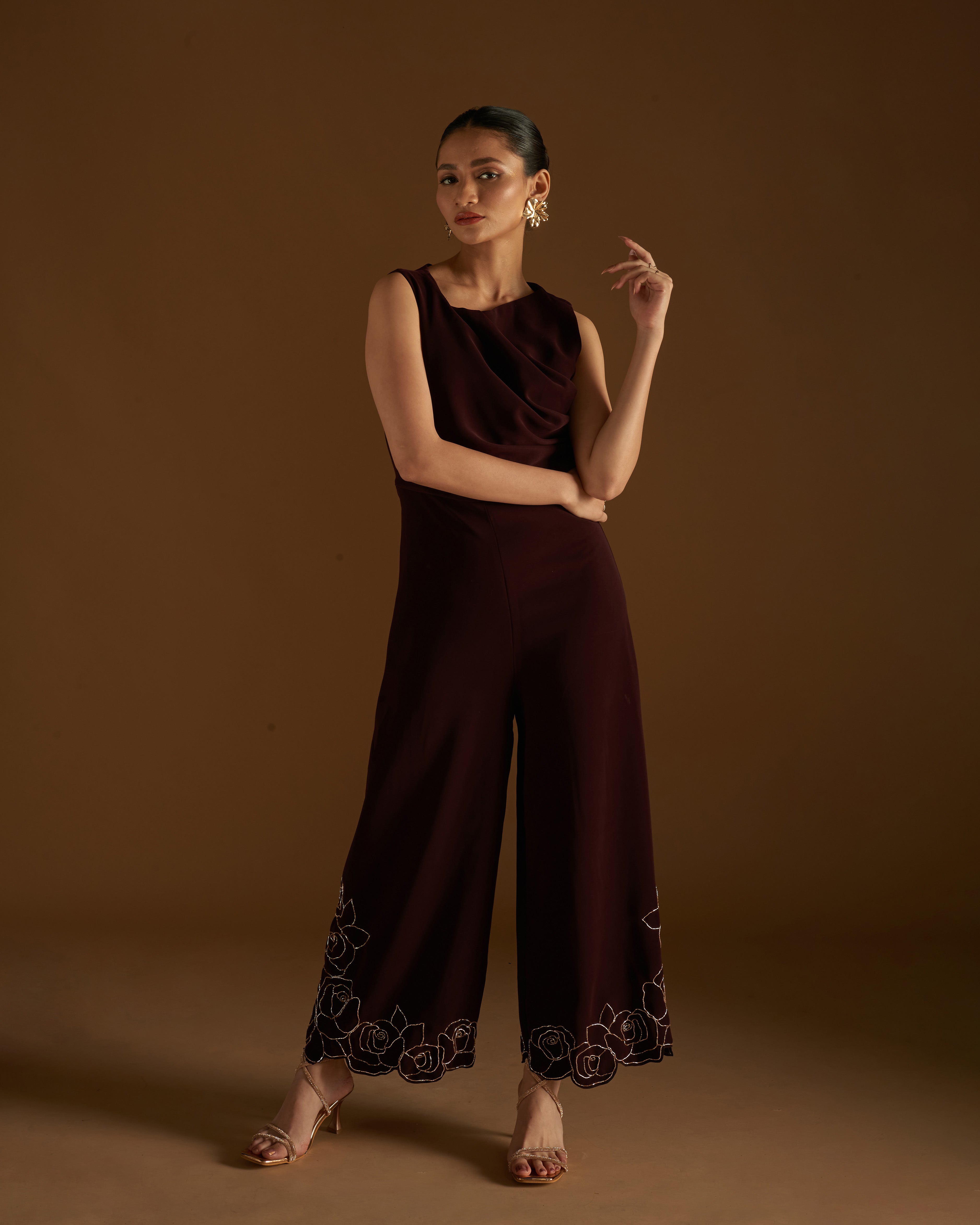 Rose Blossom Jumpsuit Maroon