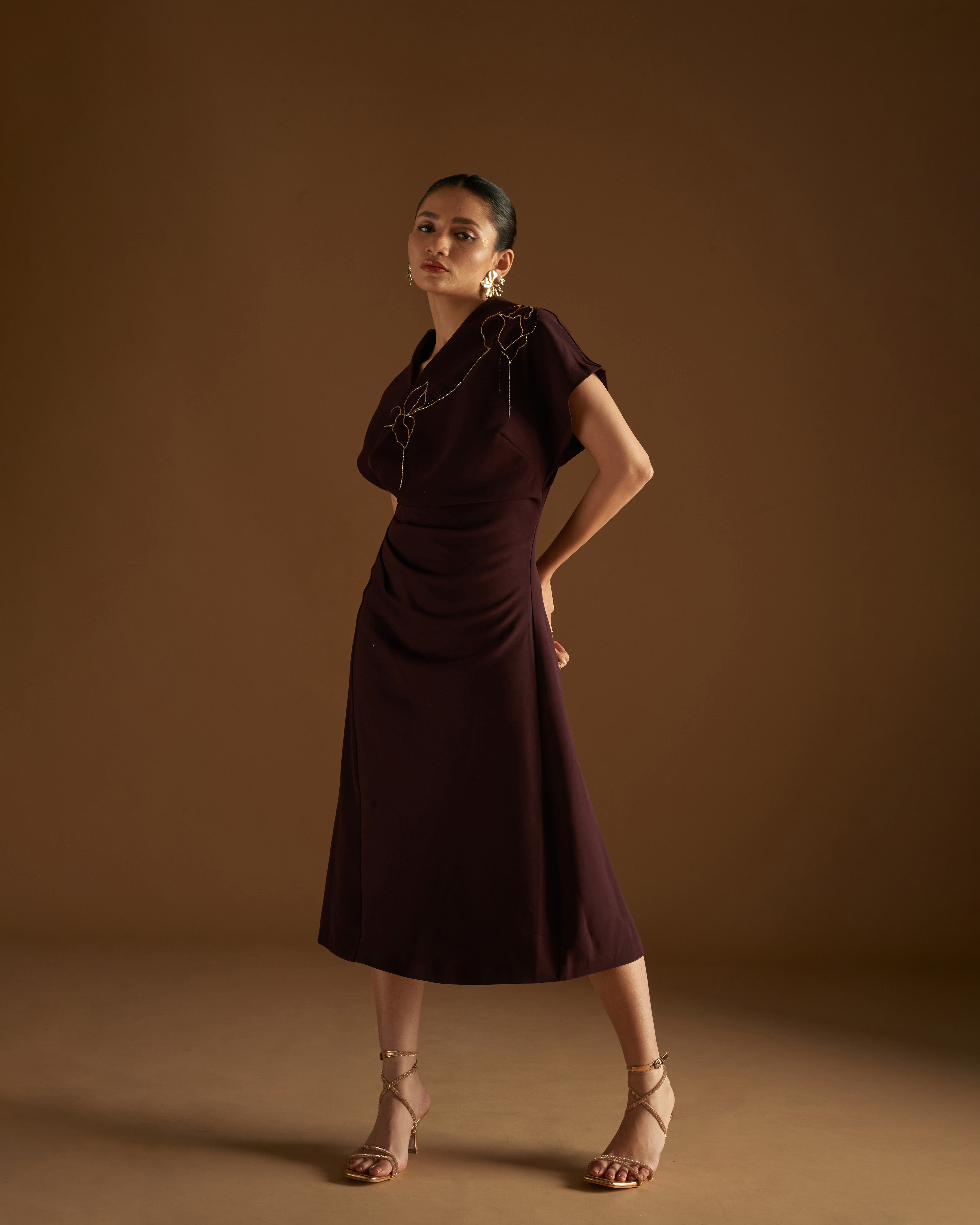 Rosebud Dress Maroon