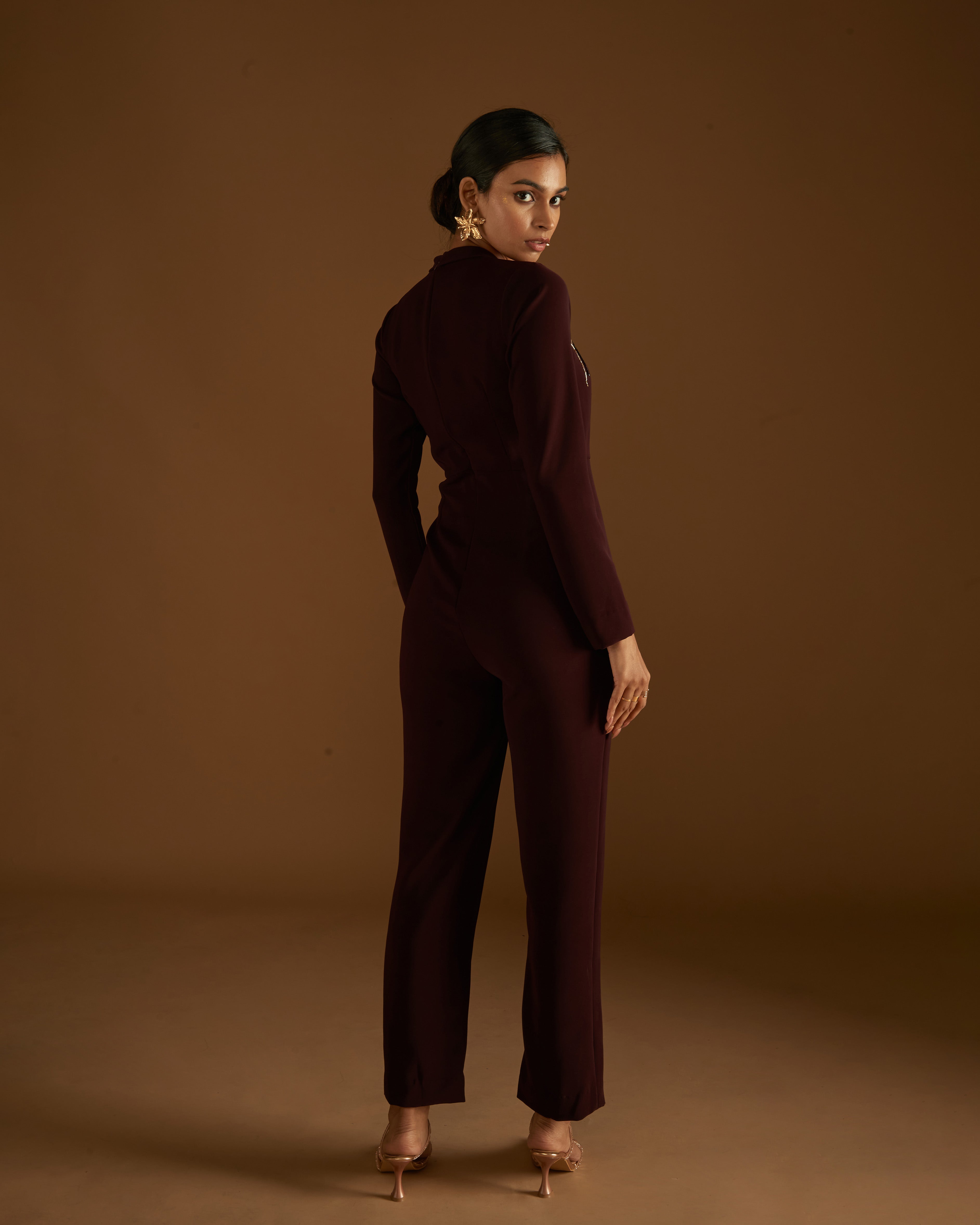 Rose in Bloom Jumpsuit Maroon