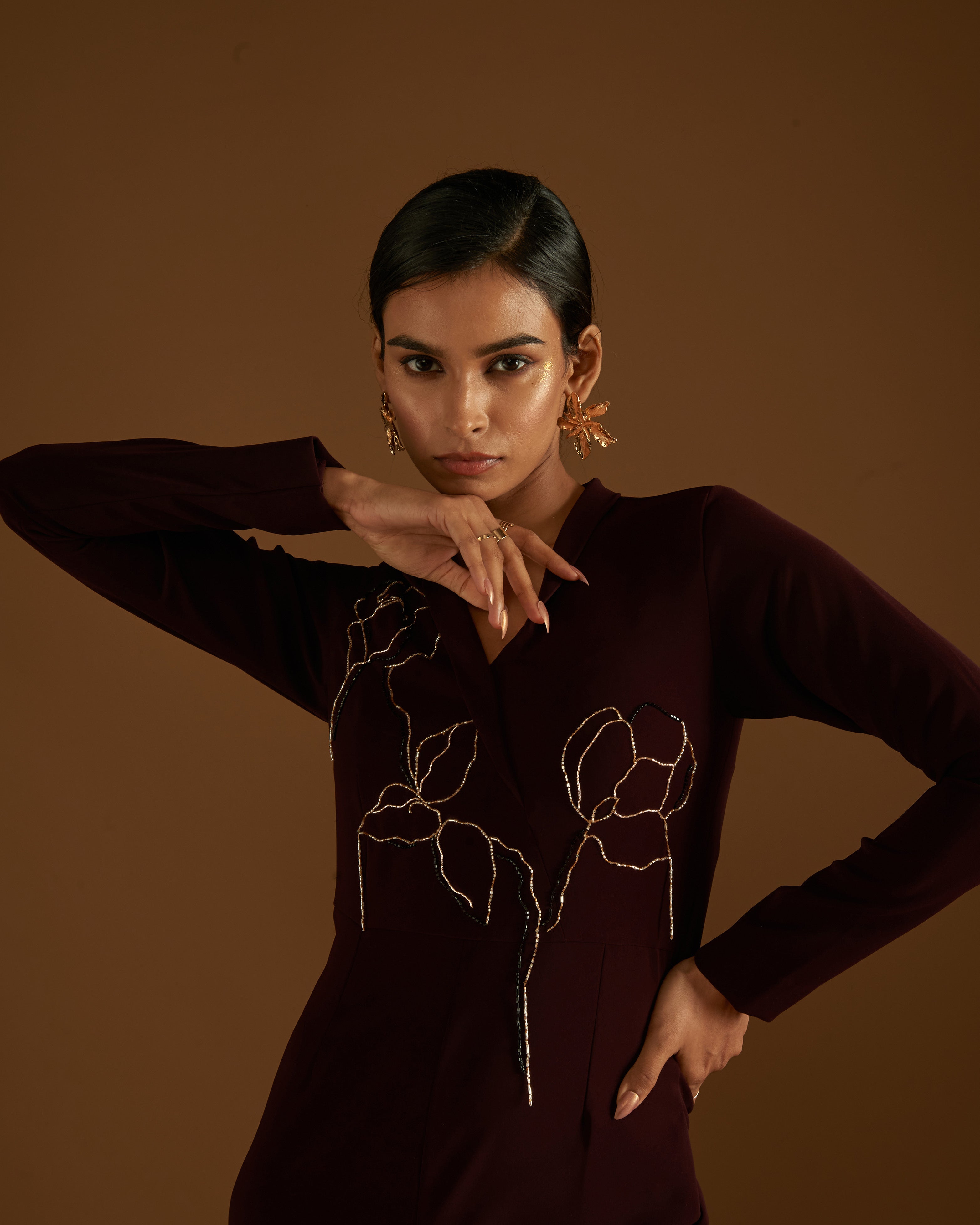 Rose in Bloom Jumpsuit Maroon