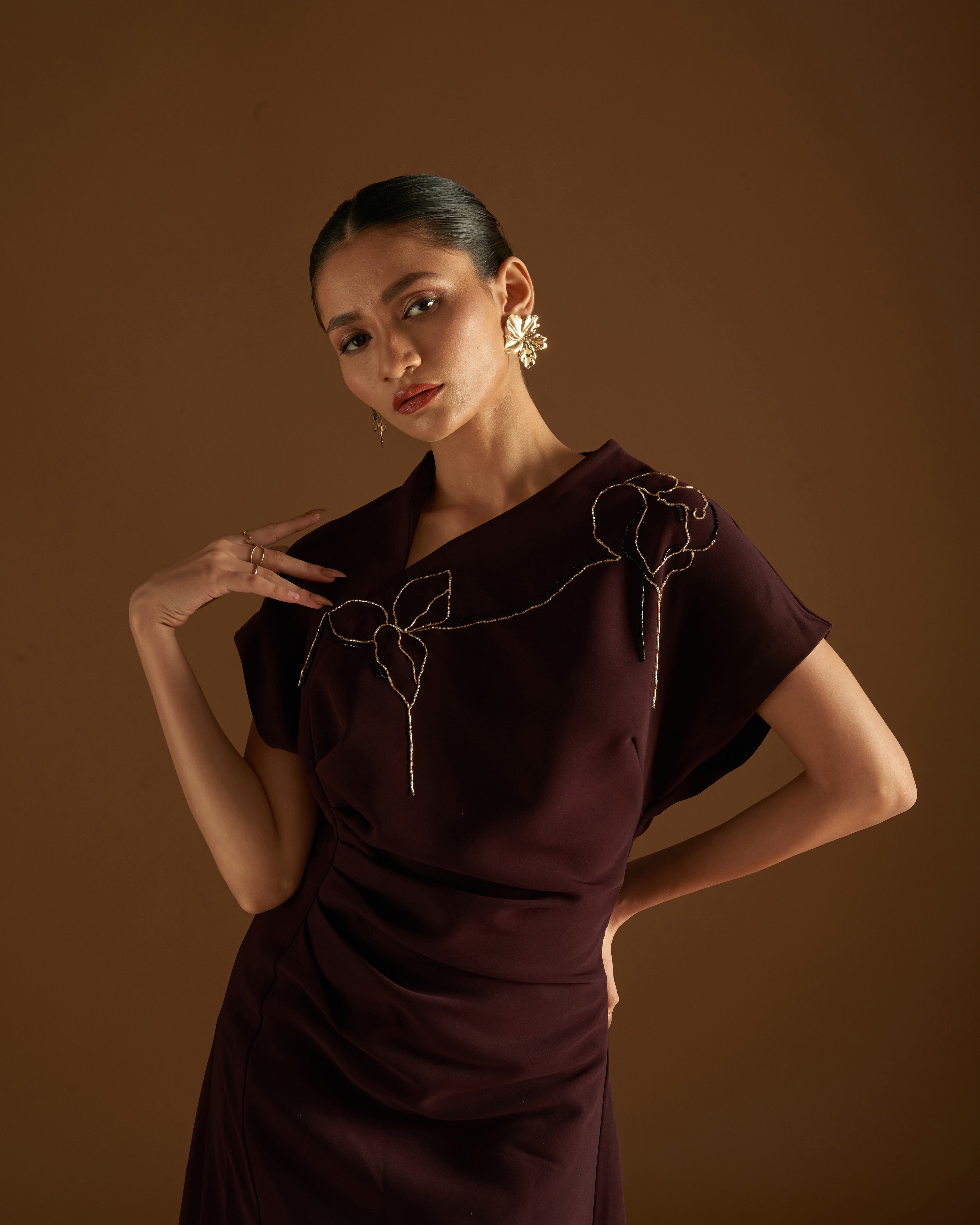 Rosebud Dress Maroon