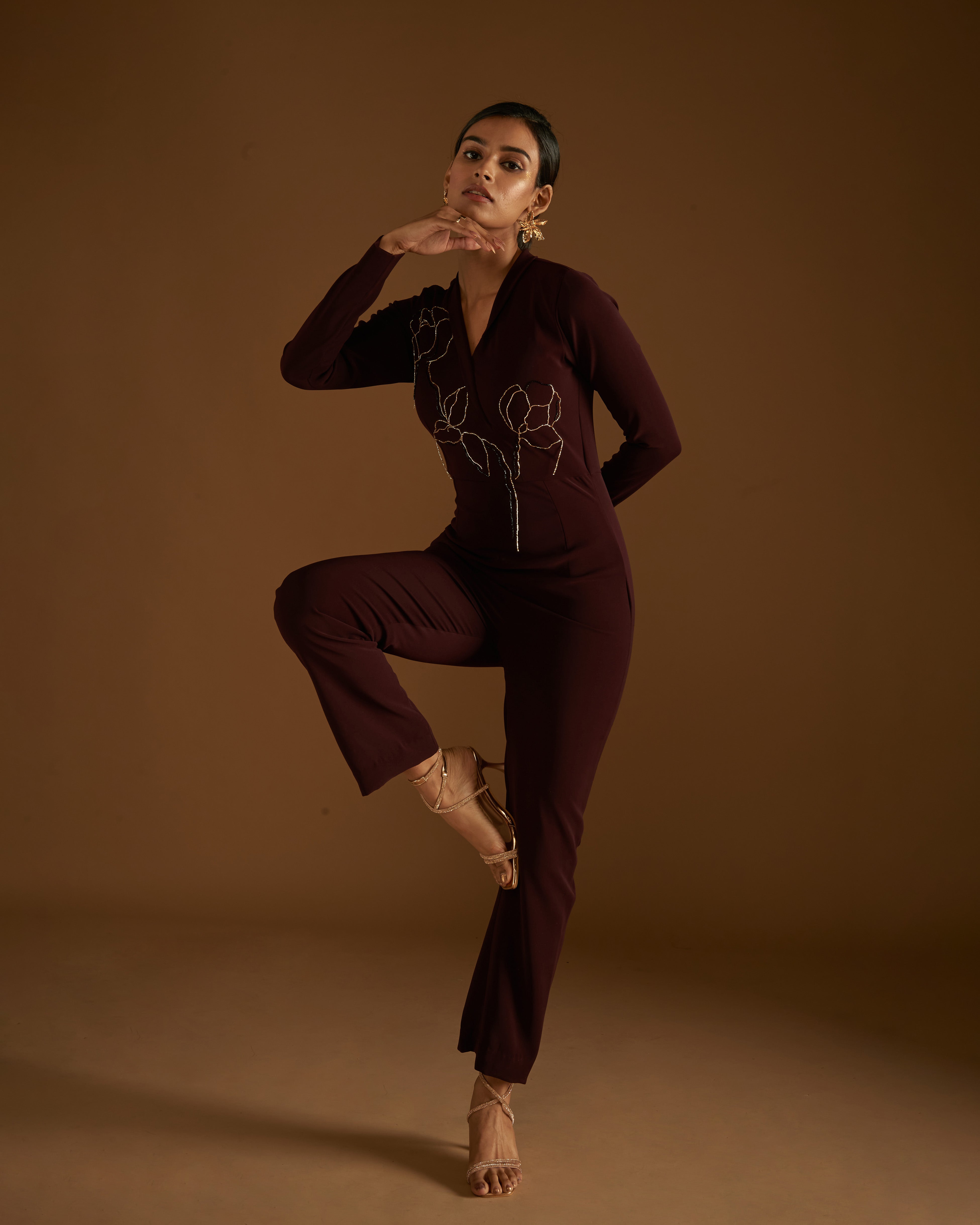 Rose in Bloom Jumpsuit Maroon