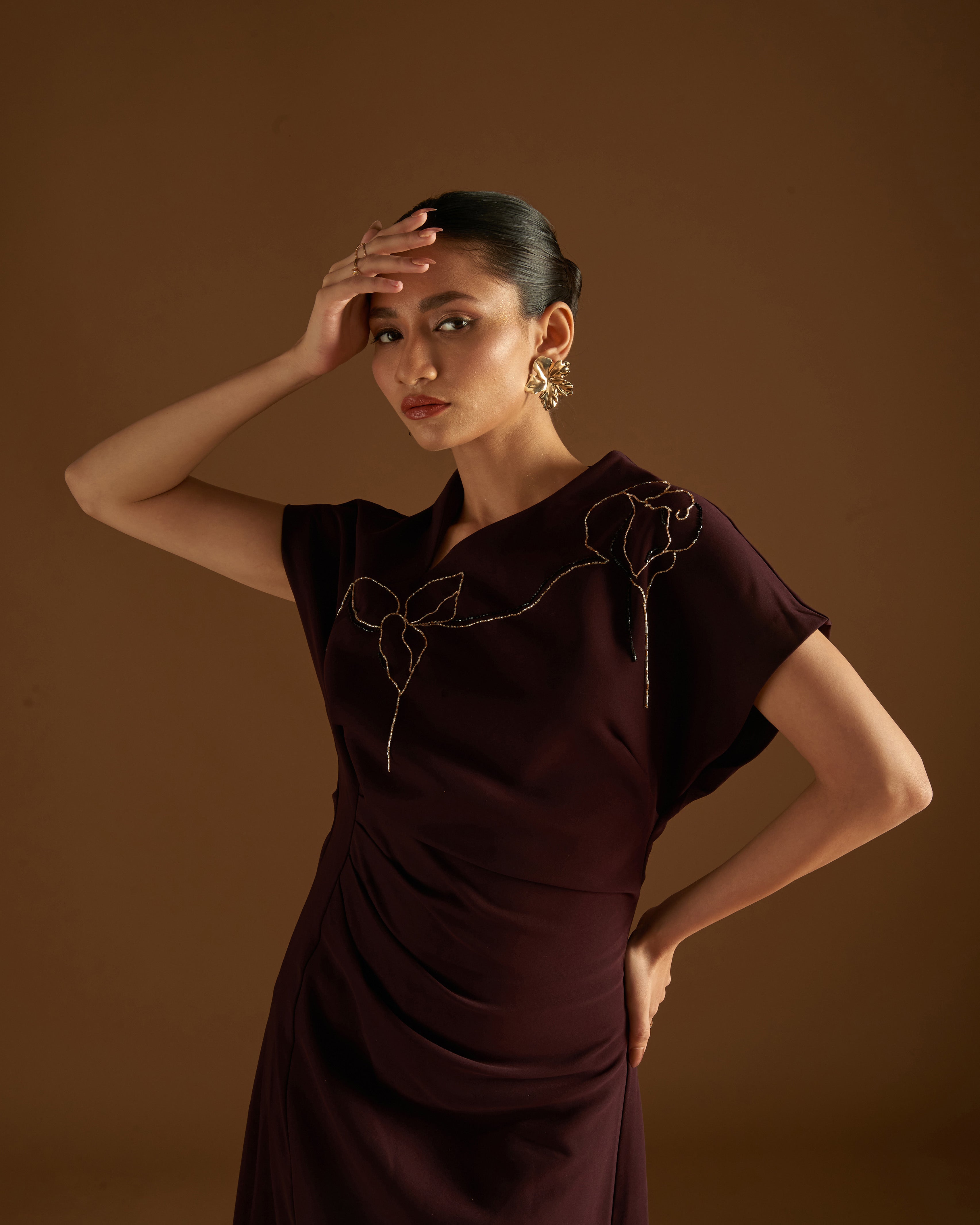 Rosebud Dress Maroon