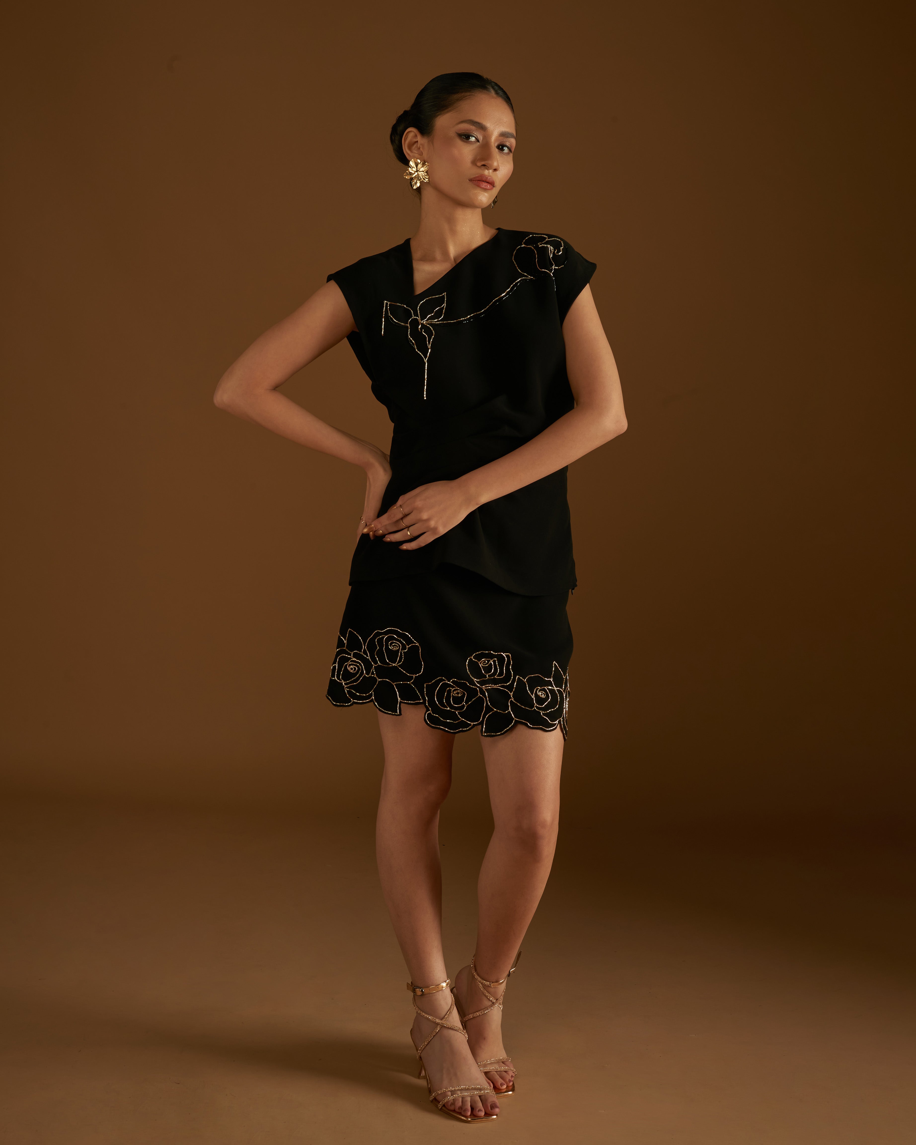 Rose Blossom Skirt Black