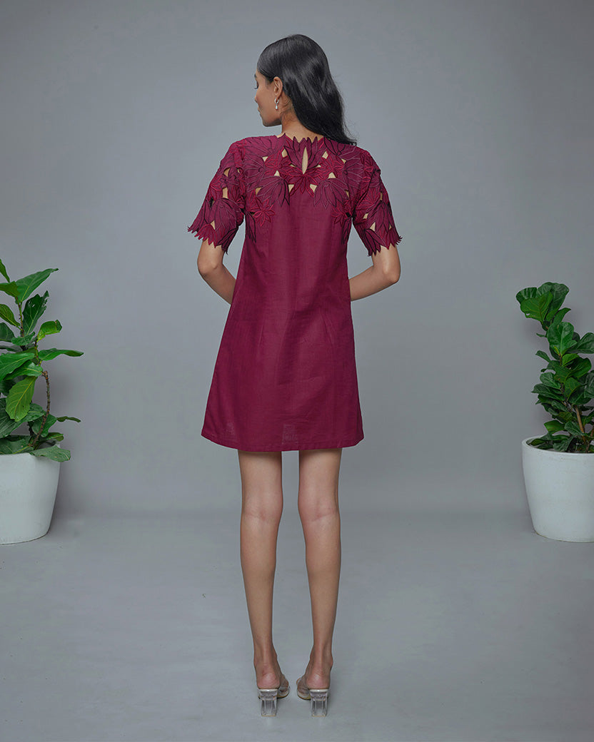 Foliage Dress Maroon