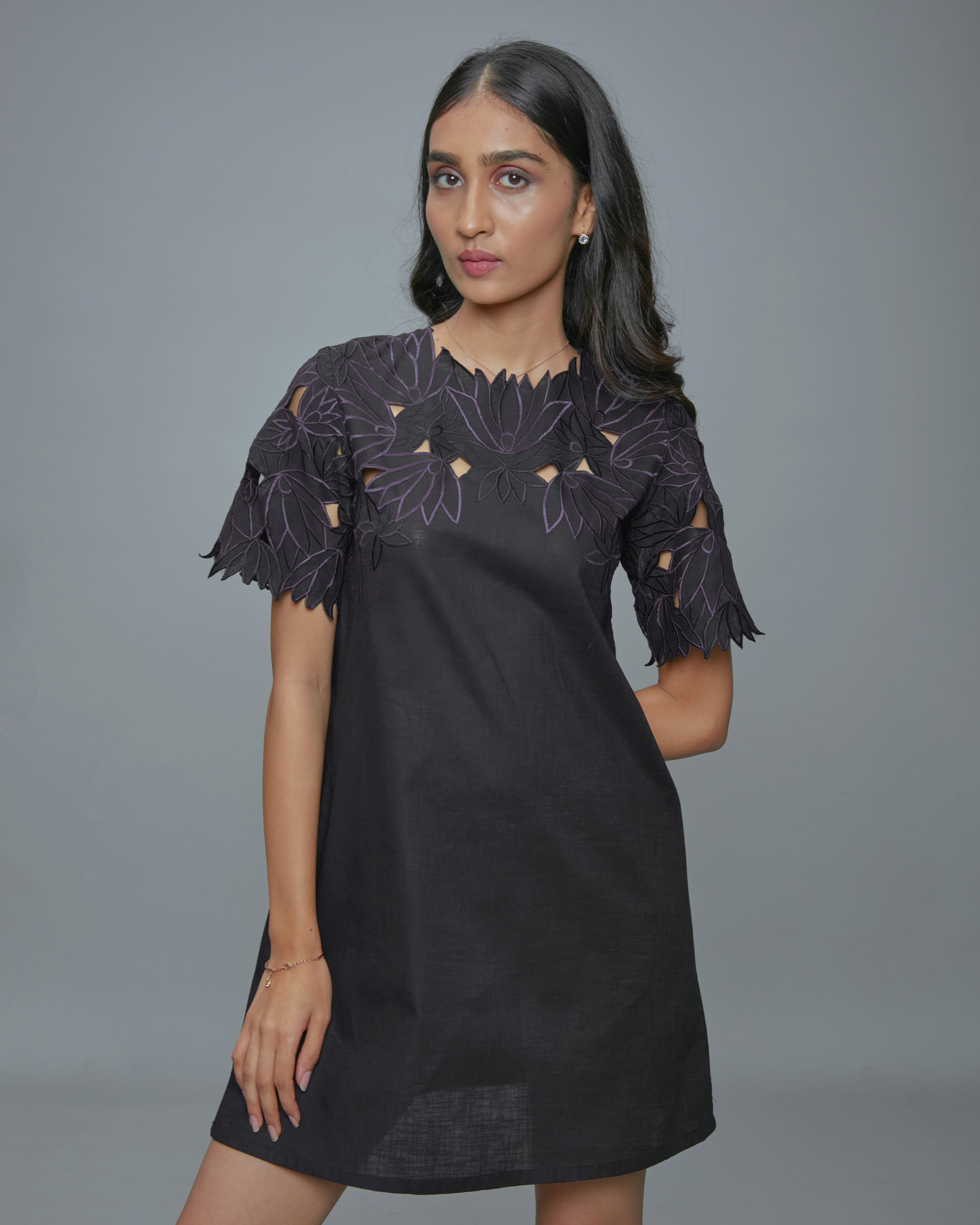 Foliage Dress Black