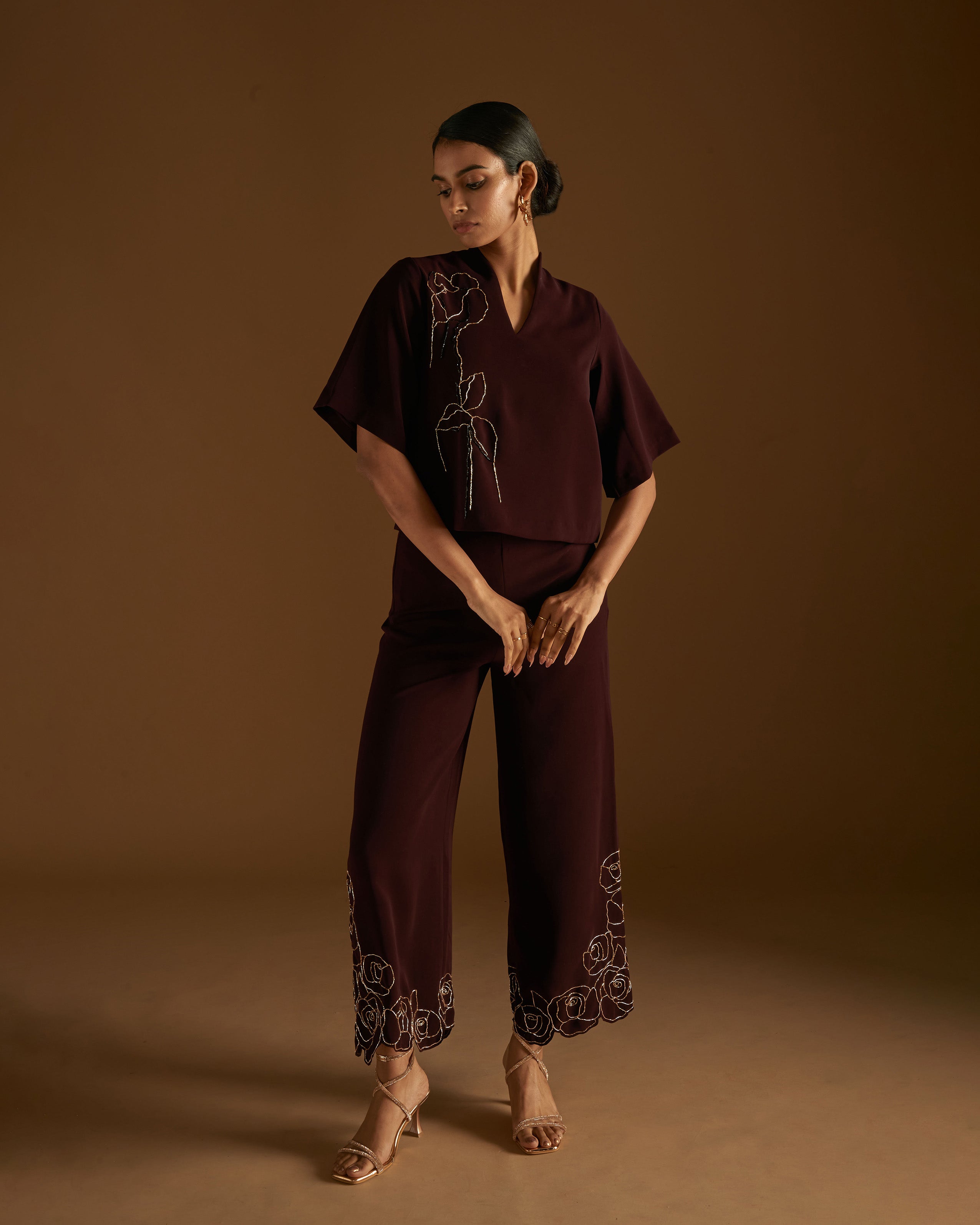 Rose Blossom Pants Maroon