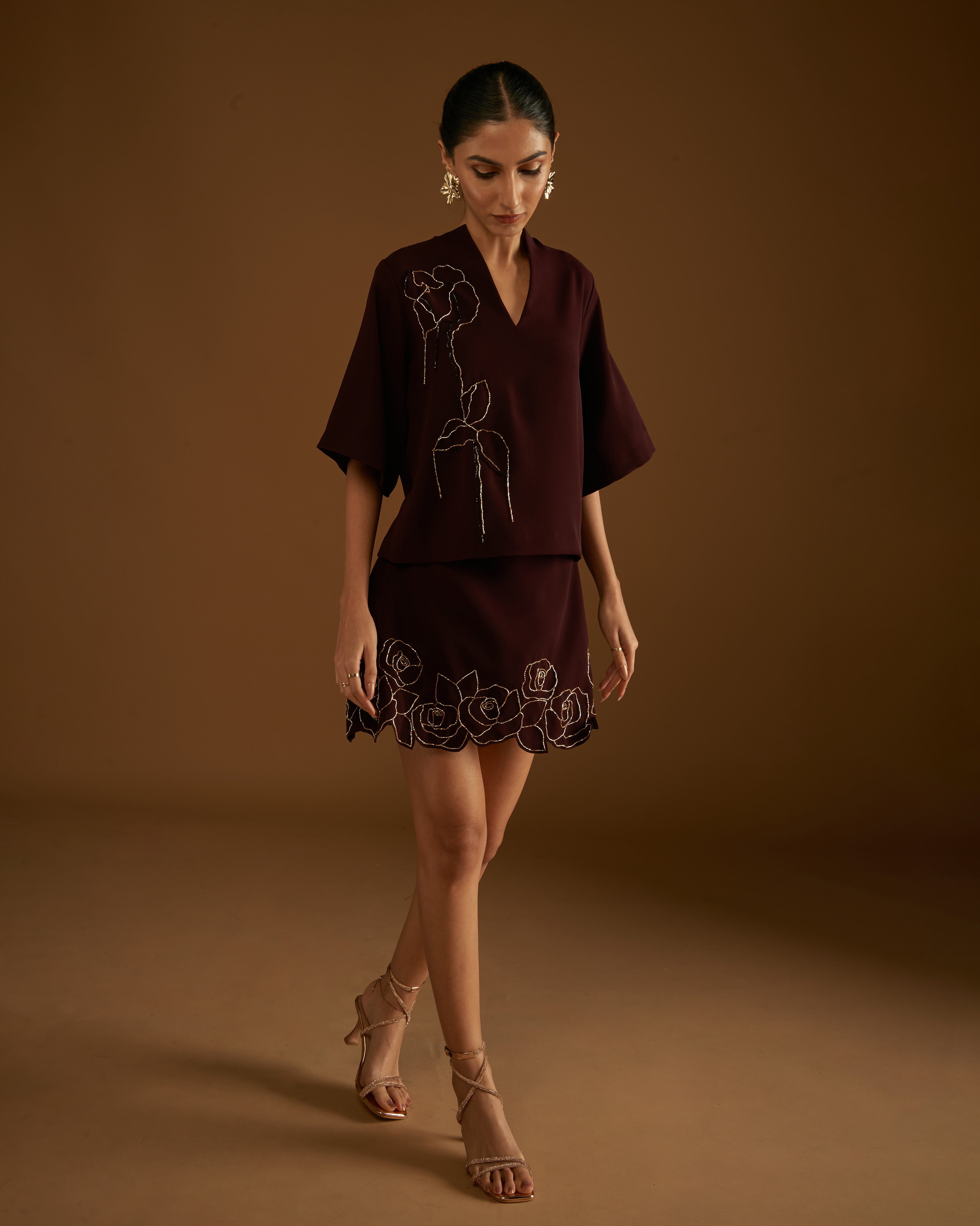 Rose Blossom Skirt Maroon