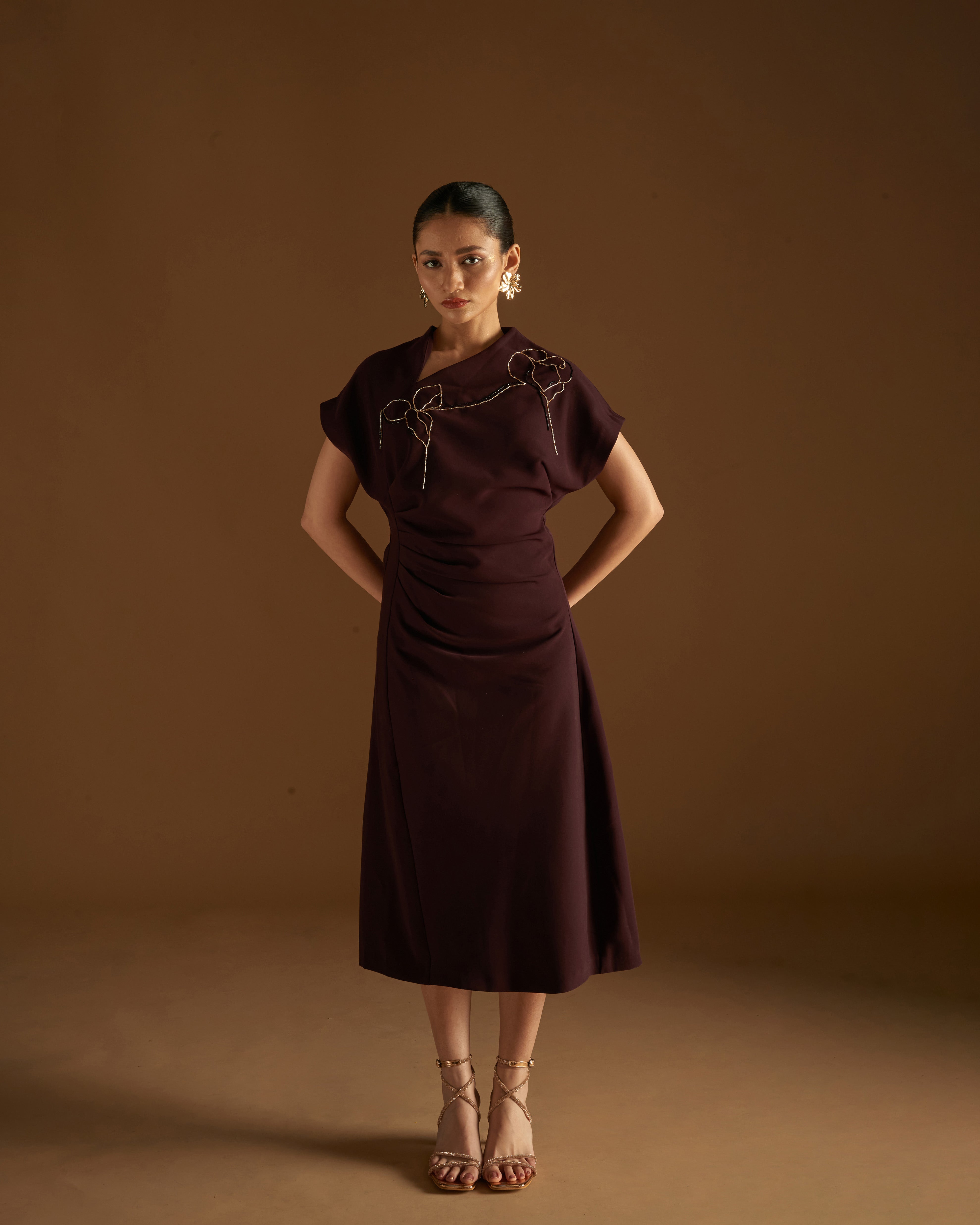 Rosebud Dress Maroon