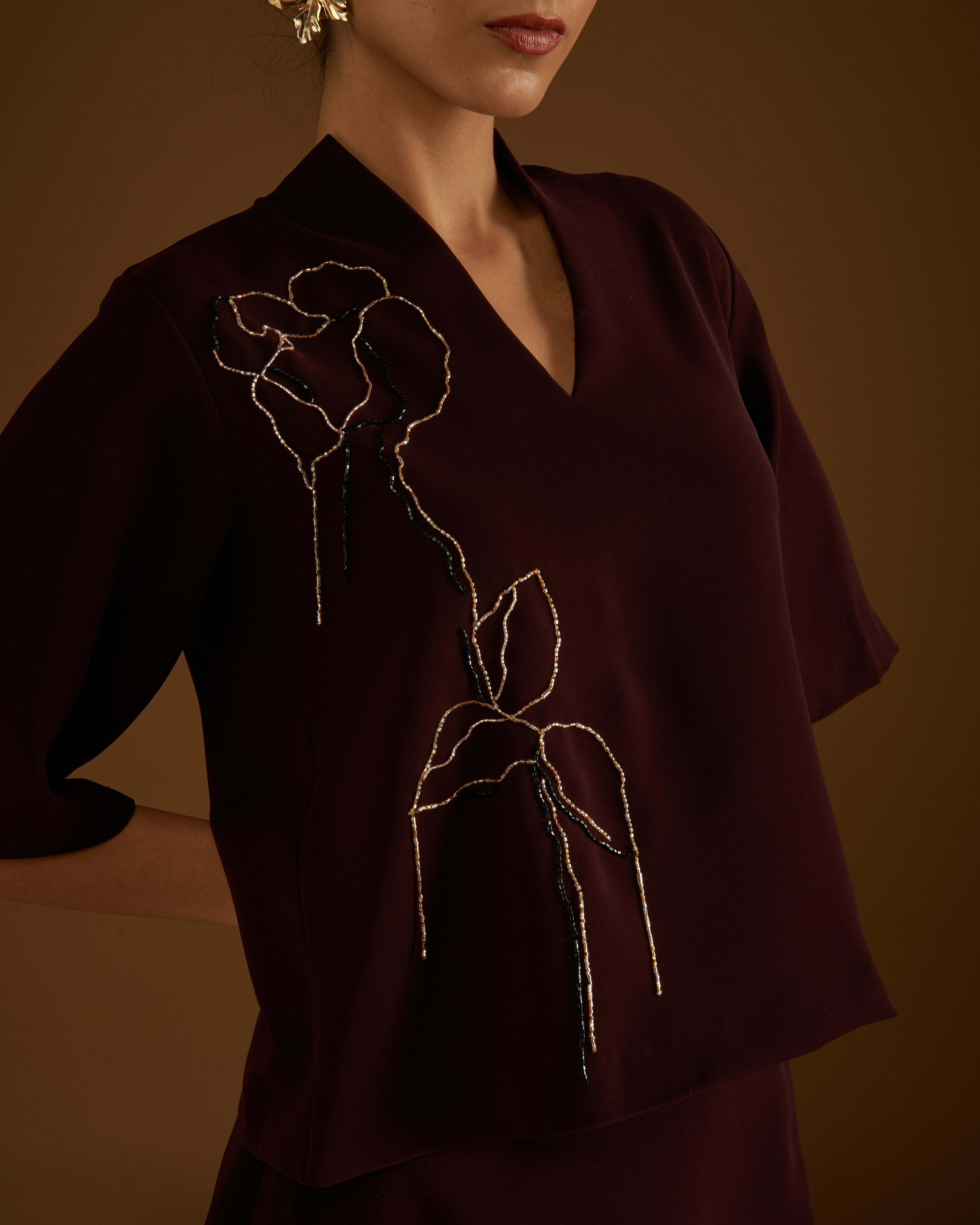 Rose in Bloom Top Maroon