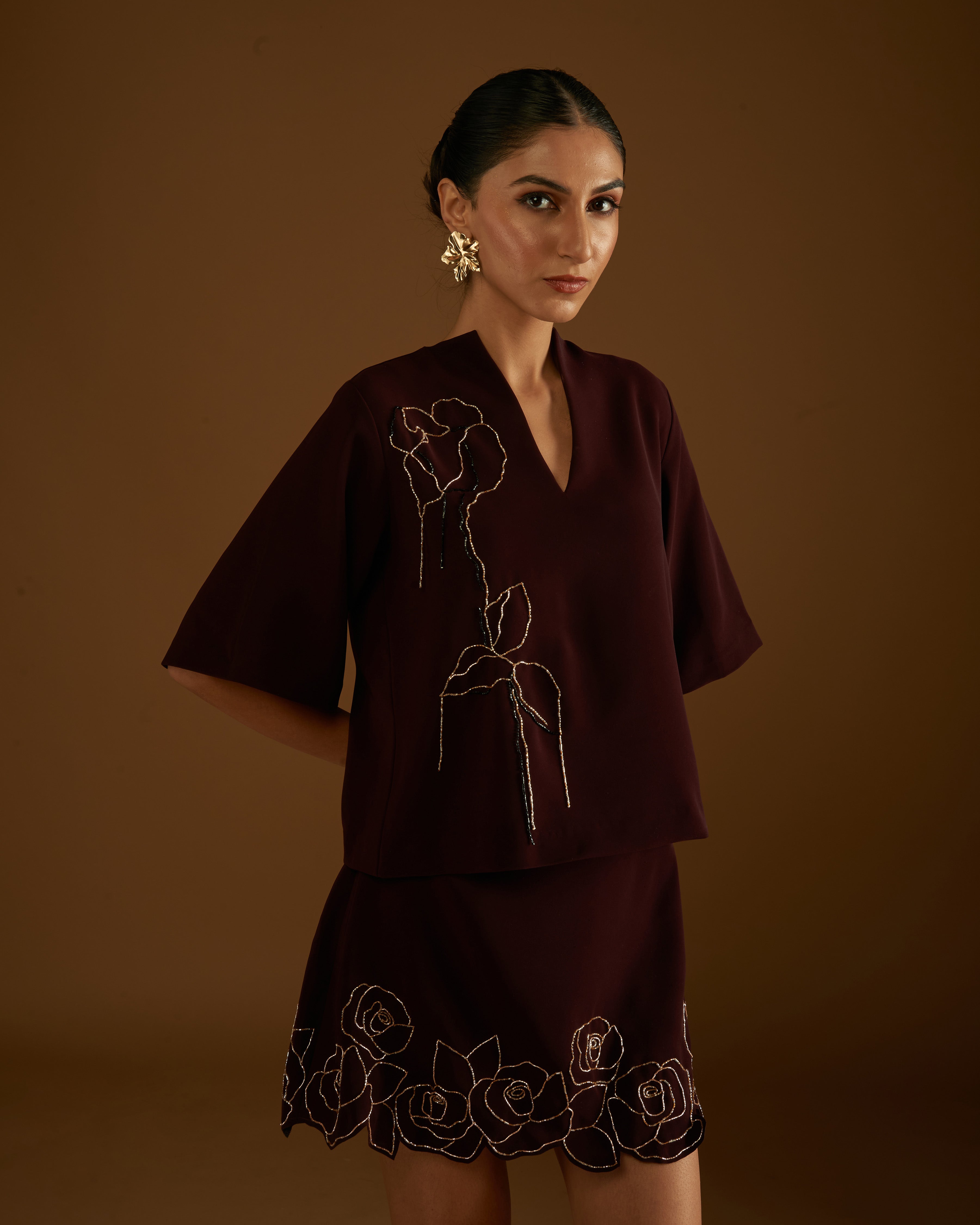 Rose in Bloom Top Maroon